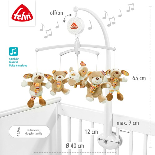 Fehn 160741 Música-Mobile Rainbow - Caja de música-Móvil con lindos peluches para tirar - Imagen 4 de 6