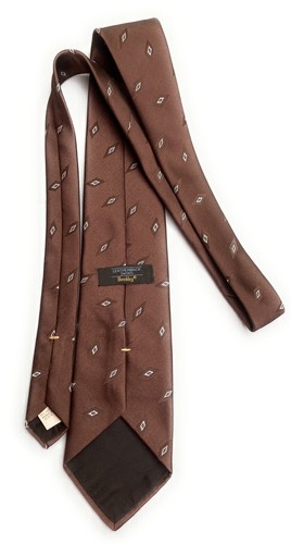 Wembley Leatherback Satins Mens Neck Tie Brown Silver Blue Diamond Print 3.5x57 - Picture 4 of 8