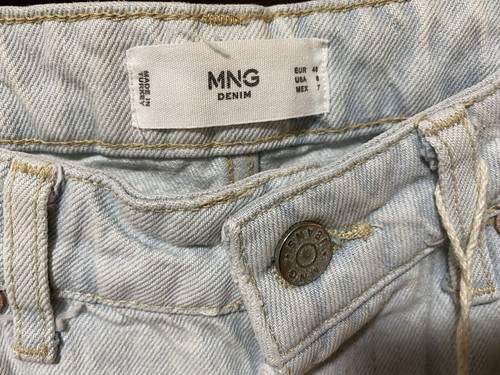 NWT MANGO Women Zip Front Hi-Rise Cut Out Wide-Leg 100% Cotton Jeans Size 8 Blue - Picture 3 of 9