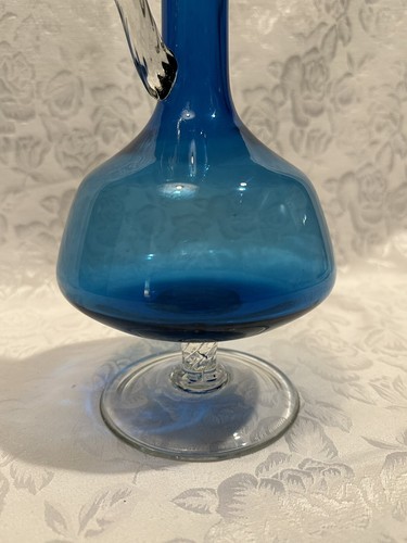 Mid-Century Blue Murano Glass Decanter Hand Blown Vintage Art - Picture 4 of 7
