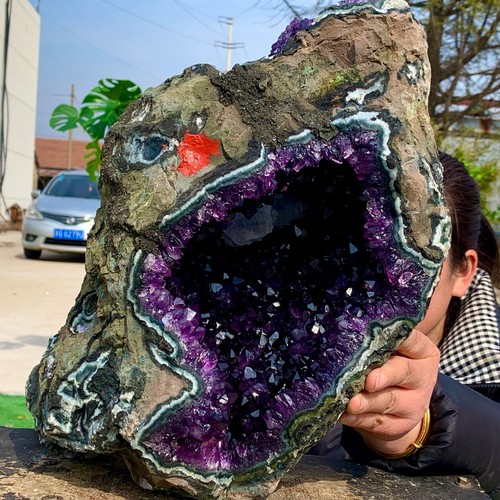 32.64LB AA++Natural Amethyst geode quartz cluster crystal specimen Healing