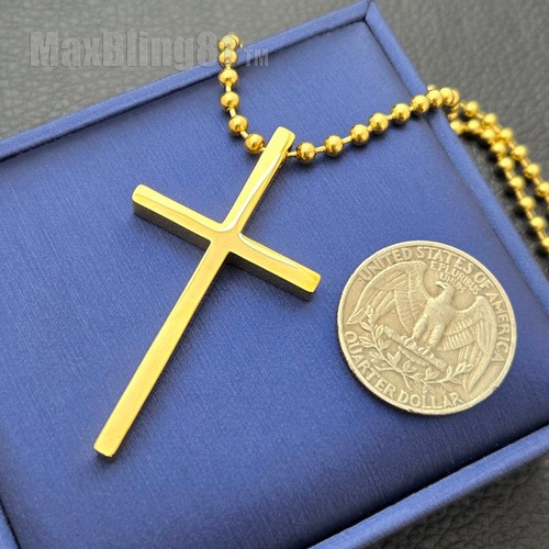 Stainless steel Holy Cross Religious Pendant & 24" Ball Chain Hip Hop Necklace - Picture 6 of 10