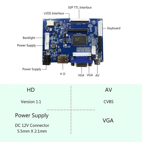 HD AV VGA LCD Controller Board 7inch 1024x600 1000nit OutDoor Touch LCD - Afbeelding 5 van 5