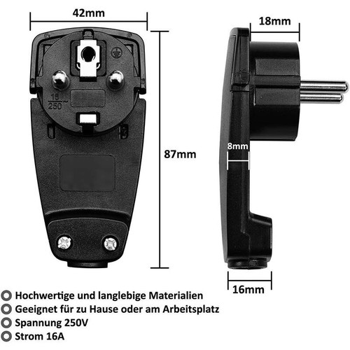 4x Schutzkontakt Winkelstecker Flachstecker flach Bügel 230V 16A Schuko Stecker~ - Bild 8 von 24