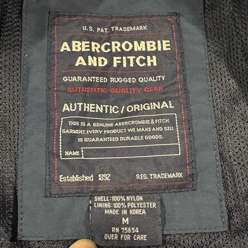 Abercrombie & Fitch Vest Mens Jacket Zip Navy Pockets Logo Mesh Nylon Y2K Sz M - Picture 8 of 10