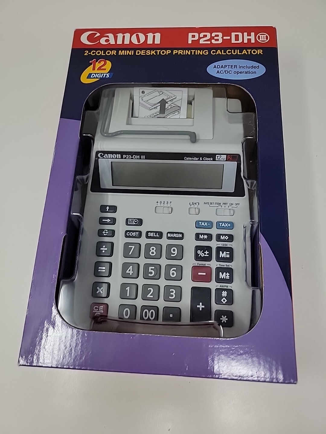 Canon P23DH III Mini Calculator Desktop Printing 2Color w/Adaptor NEW
