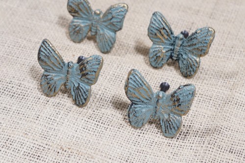 Lote de 4 cajones perillas mariposa decorativo hierro fundido armario mango hardware - Imagen 3 de 10