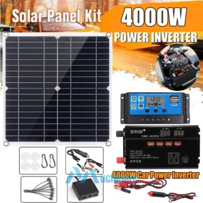 4000W Complete Solar Panel Kit Solar Power Generator 100A,110V Home Grid  System | eBay