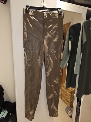 BNWT Size Small Zara High Rise Beige Faux Leather Leggings