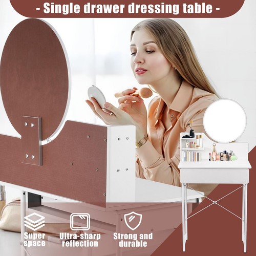 Vanity Table Makeup Dressing Desk With Mirror Drawers Storage Cosmetics Jewely - Picture 6 of 9