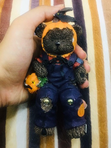 Porcelain Figurine Statue Bear whose Head Pumpkin 5" Decor Halloween Mobile Legs - Picture 6 of 11