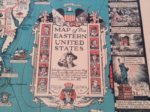 VINTAGE Harper & Brothers MAP of the EASTERN UNITED STATES 1929 ULTRA RARE - Picture 14 of 19