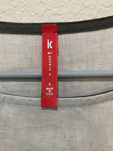 I.C. by Connie K. Gray Linen Squares Blouse Shirt Top Tunic Size Large, L - Picture 2 of 3