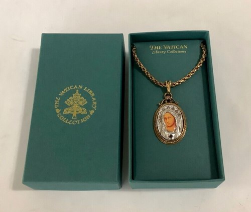 New Pair THE VATICAN LIBRARY COLLECTION Virgin Mary 18” Necklace and Bookmark - Picture 3 of 8