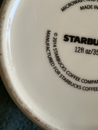 Starbucks 2014 Red Starburst Christmas Flower Coffee Mug Tea Cup 12oz. White - Picture 3 of 3