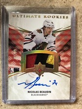 20-21 UD Upper Deck Ultimate Rookies Autographed Patch #154 NICOLAS BEAUDIN /99