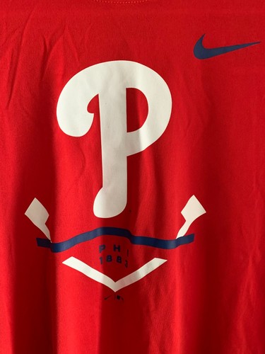 Nike Dri-Fit Philadelphia Phillies 1883 Red Training Breathable T-Shirt Medium - Picture 2 of 5