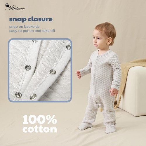 Unisex Baby Warm Footie Jumpsuit Newborn Infant Boy Girl Cotton Footed Outfit... - Picture 3 of 7