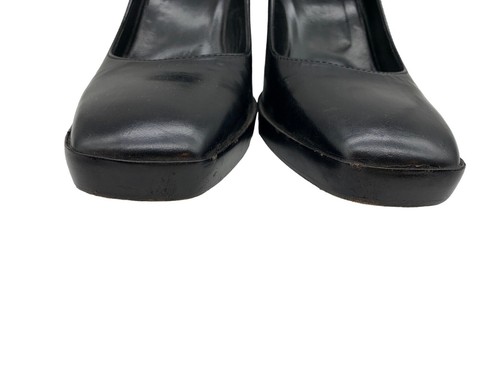 Balenciaga Black Leather Square Toe Block Heel Classic Pump Size 38 EU/ 8 US - Picture 9 of 11