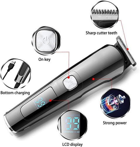 Professional Electric Hair Clippers for Men Cordless Beard Trimmer Haircut Kit - Picture 6 of 9