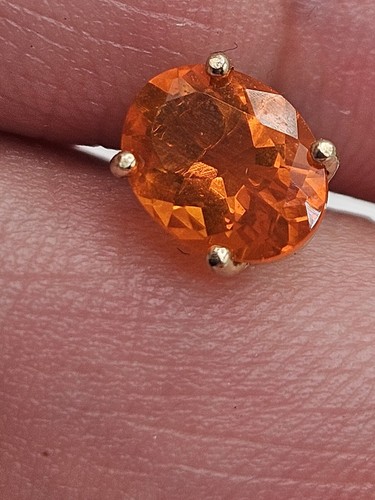 Vintage 14k Yellow Gold Oval Orange Gemstone Screw Back Stud Earrings - Picture 10 of 11