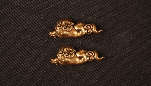 Gold Plated Brass Menuki Cloud Ornament for Japanese Katana Wakizashi Tanto - Picture 3 of 3