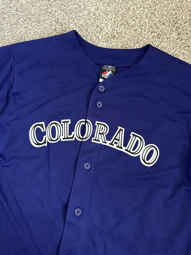 Majestic Colorado Rockies Todd Helton #17 Athletic Purple Jersey Size Youth XL - Picture 5 of 10