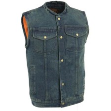 Milwaukee Leather 2238 Men's Classic Blue Denim Club Style Motorcycle Rider Vest