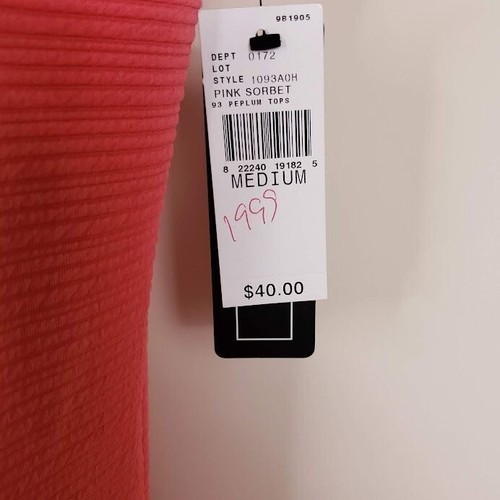 A. Byer Women's Shirt Top M Pink Peplum Short Sleeves Necklace Career Stretch - Picture 8 of 9