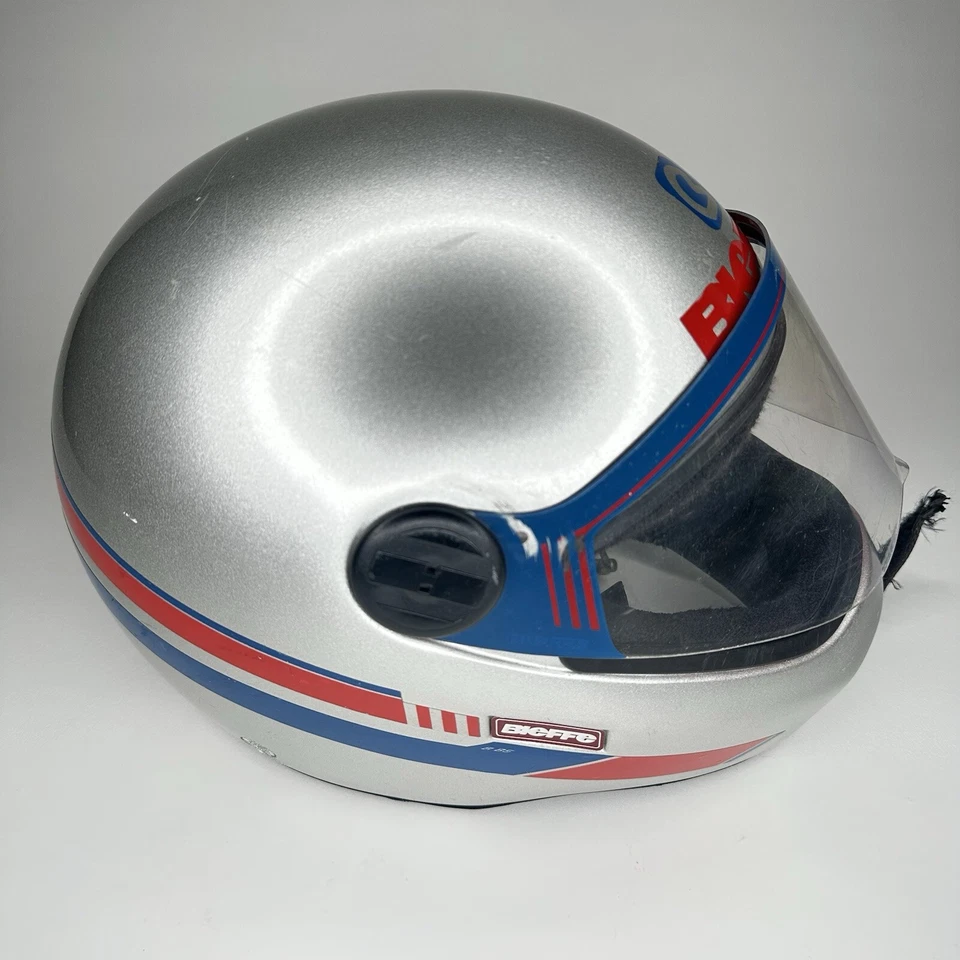 Capacete de snowmobile vintage década de 1980 Bieffe protetor facial completo cinza feito na Itália - Imagem 2 de 4