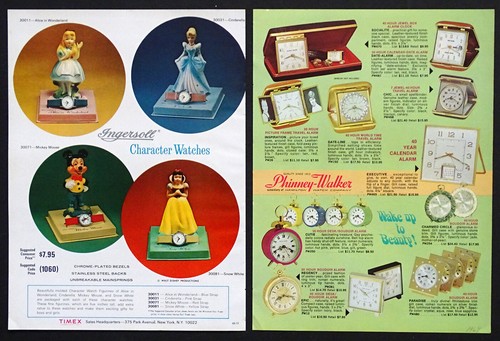 1969 Vintage WALT DISNEY / MICKEY MOUSE Ingersoll PHINNEY WALKER Watch Clock Ad