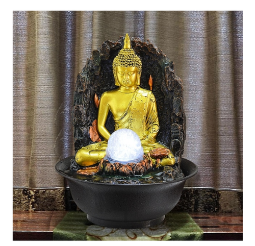 Indoor Buddha Meditation Tabletop Water Falls Fountain LED Home Decor Gift Resin - Picture 10 of 14