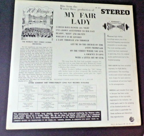 Vintage 101 Strings My Fair Lady Stereophonic Vinyl LP Stereo Fidelity Sealed - Picture 3 of 3
