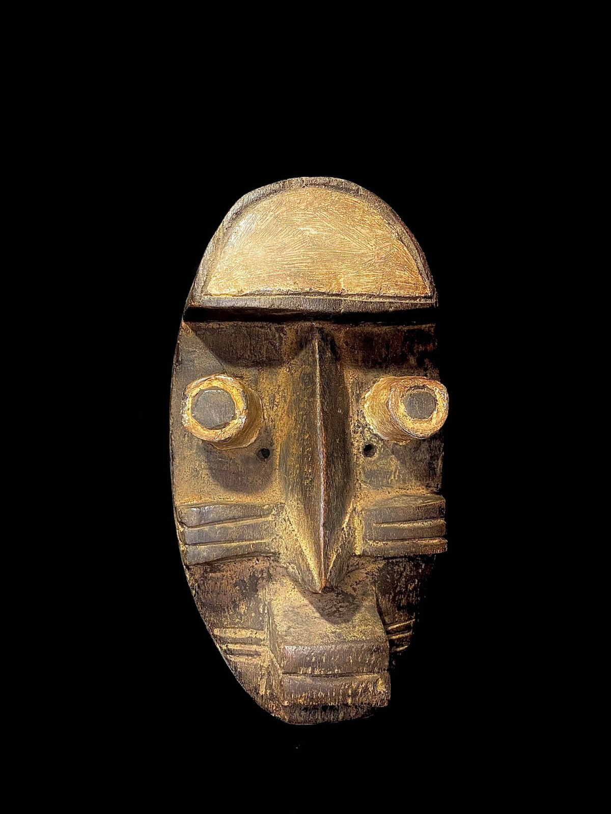 Masque facial tribal africain bois sculpté à la main vintage suspendu mur Grebo afrique-6331 - Photo 3 sur 24