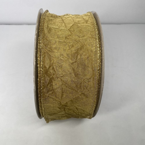 Kirkland Wire Edge GOLD Crinkle Ribbon 50 Yard Christmas Decor Bow Gift 1.5" - Picture 5 of 5
