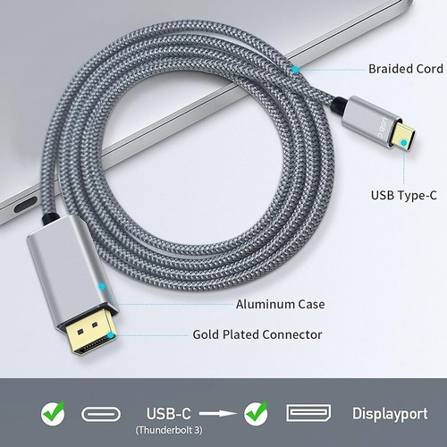 USB-C to DP1.4 8K60Hz Adapter Cable for Laptop to Displayport Monitor