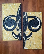 Vtg. New Orleans Artist SUSAN ROMANIK-ORIGINAL "Staggering Fleur De Lis" Panels
