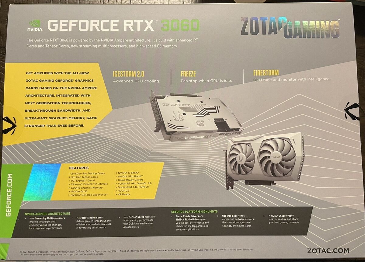 ZOTAC GAMING GeForce RTX 3060 AMP White Edition 12GB GDDR6 ZOTAC GAMING GeForce RTX 3060 AMP White Edition 12GB GDDR6