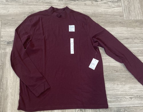 Croft & Barrow Burgundy Long Sleeve Easy Care Tag Free Extra Soft Mockneck