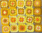 Granny Square Lot - 20 pieces - Yellow - Crochet Squares - Afghan