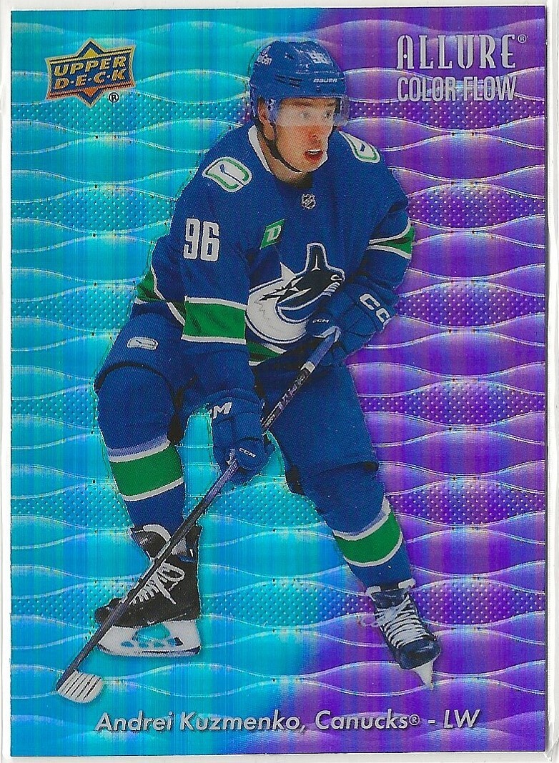 2023-24 Upper Deck Allure Color Flow Blue Purple #CF8 Andrei Kuzmenko Canucks
