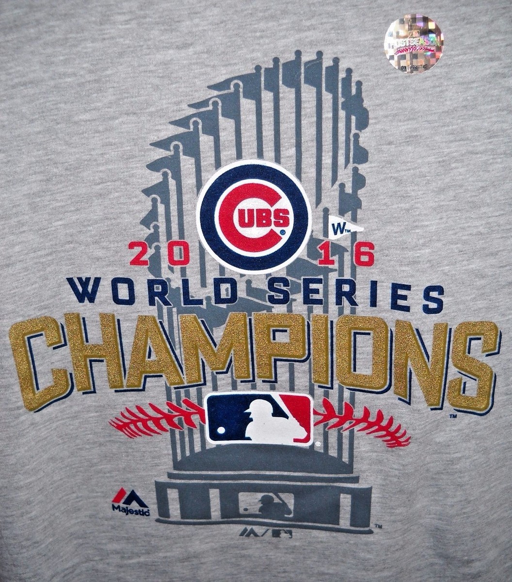 専用11 CHICAGO CUBS WORLD SERIES CHAMPIONS GRAY LADIES T-SHIRT W