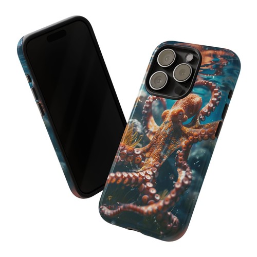 Phone Ink - iPhone, Pixel, Samsung Galaxy Case - Orange Octopus Reef - 第 9/191 張圖片