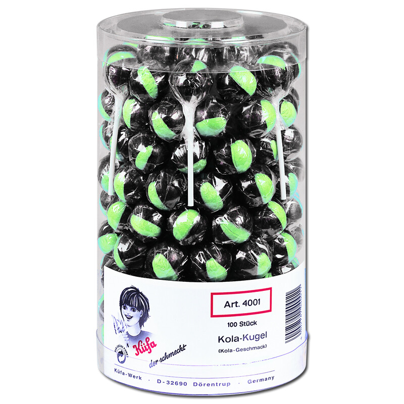 (10,38 /1 кг) Küfa Kola-Kugel-Lutscher, Лолли, 100 г