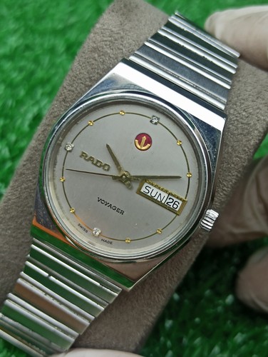 GENUINE RADO VOYAGER WATCH AUTOMATIC SILVER DIAL MEN VINTAGE 70s DAY/DATE - 第 13/14 張圖片
