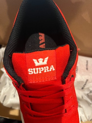 SUPRA Kids Stacks II Red/White Canvas Low Top Skate Shoes Boys Sneakers - Picture 5 of 6