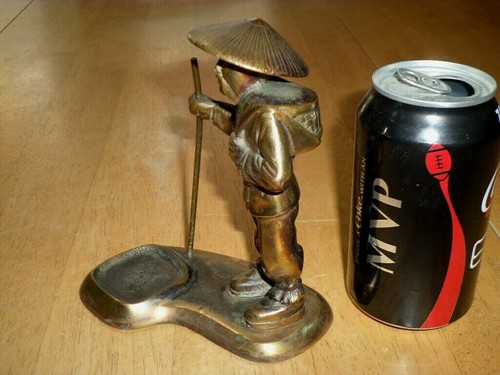 [RUSSWOOD BRAND], ASIAN MAN FIGURINE, SOLID CAST BRONZE METAL STATUE,1960's yrs - Picture 9 of 12