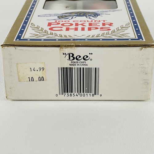 Abeja 100 fichas de póquer calidad de casino rojo blanco azul grabado nuevo en caja nunca usado - Imagen 4 de 9