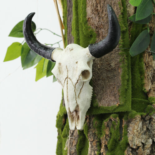 Longhorn Cow Skull Head Ornament Fashion Animal Wildlife Sculpture Nursery Decor - Picture 11 of 12