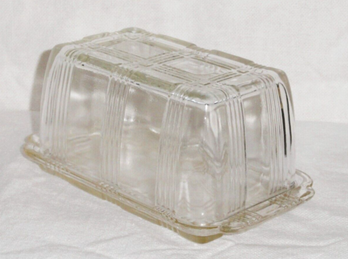 Criss Cross Butter Dish ~ Hazel Atlas ~ 1 LB ~ Clear ~ Complete Lid & Base